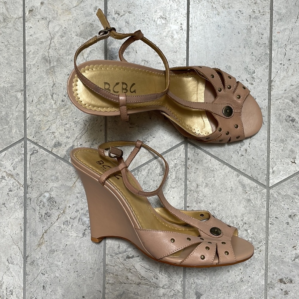 BCBG Studded Wedge Sandals